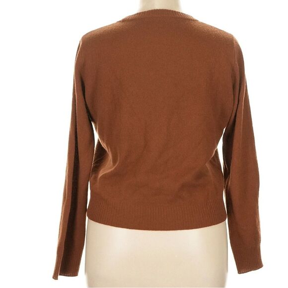 Reformation Cashmere Crew Sweater Kitten Soft Brown Cinnamon Lightweight XL - Picture 5 of 10